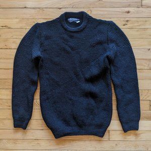 Mens's Barbour White Mountaineering Biwak Crew Wool Sweater Navy Small